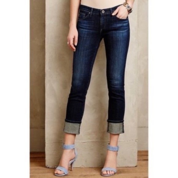 Ag Adriano Goldschmied Denim - AG Adriano Goldschmied x Anthropologie The Stevie Cuff Slim Straight Jeans 28